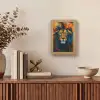 Schilderij - Leeuwenkop - Oranje Light Box met kabel (Tafellamp) klein -sfeer2