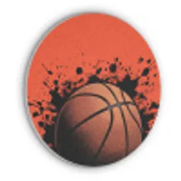 Basketbal - Verf - Sport - Oranje Akoestische PET Vilt - Rond klein -3d