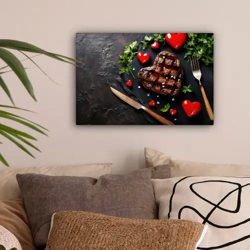 Steak - Hart - Bestek canvas 2cm klein -sfeer1