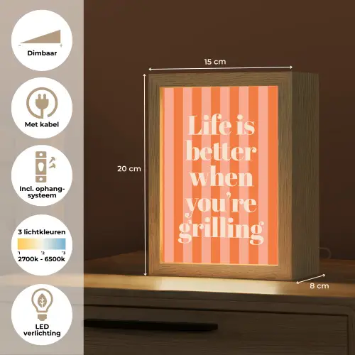 Tekst - Gestreept - Oranje - Zomer Light Box met kabel (Tafellamp) klein -USP_NL