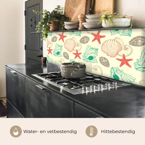 Schelpen - Zeester - Strand - Vintage - Patroon keuken achterwand 2 middel 871 -usp_NL