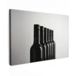 Wijnflessen - Zwart - Minimalistisch Tuinposter op houten frame 2 cm dik klein -3d