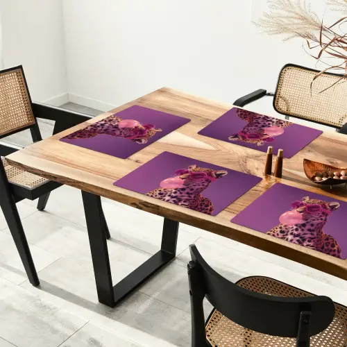 Panter - Zonnebril - Kauwgombel - Roze Placemat vinyl groot -zzsfeer4_Kitchenyeah-website