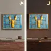 Kreeft - Geel - Blauw - Tegels Light Box met batterij (Wandlamp) middel -sfeer3