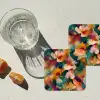 Harmonieus - Abstracte bloemen - Warme tinten onderzetter kurk middel -sfeer4