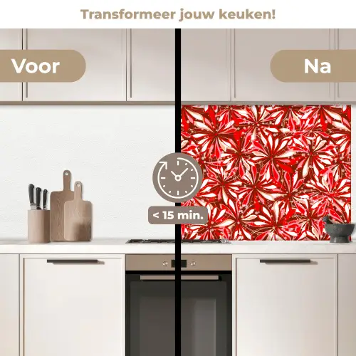 Bloesem - Rood - Patronen - Bloemen keuken achterwand 2 middel 871 -voor-na2_NL