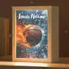 Basketbal - Vuur - Sport - Blauw - Oranje Light Box met kabel (Kinderlampje) klein -zzz_3d_website