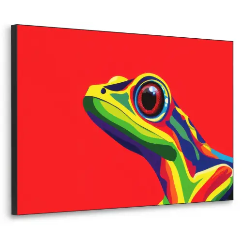 Kikker - Kleurrijk - Strepen - Ogen Textielframe zwart klein -3d