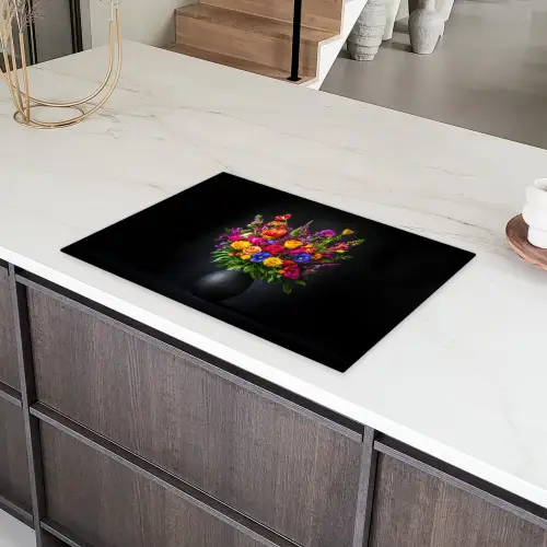 Felgekleurd - Bloemen - Vaas Inductie beschermer vinyl 3mm klein -sfeer8