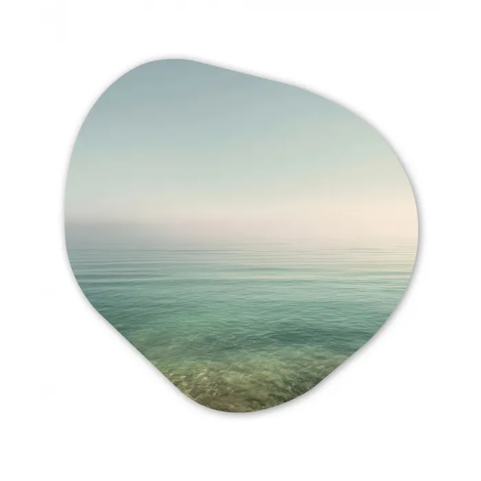 Zee - Horizon - Blauw - Mist Wandcirkel Organisch Plexiglas middel -3d