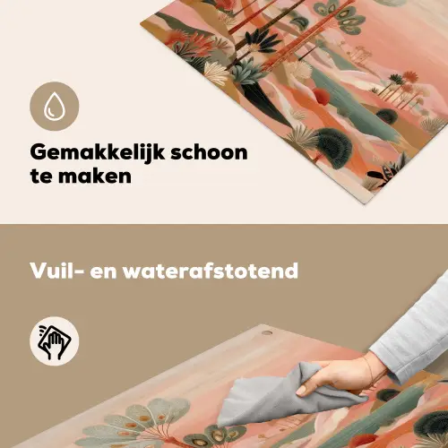 Roze landschap - Palmen - Water Inductie beschemer met haakjes middel -ky-schoon-nl