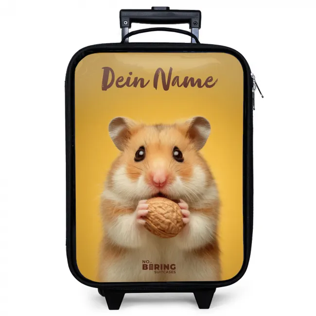 Kinderkoffer mit Name - Hamster - Walnuss - Tier