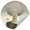 Pluis - Vrouw - Beige Wandcirkel behangsticker klein -3d