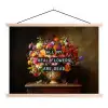 Kleur - Bloemen - Vintage - Bloemenvaas textielposter latten blank klein -3d