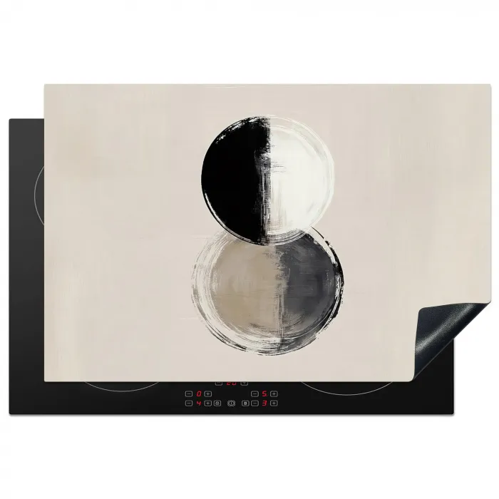 Cirkels - Strepen - Minimalistisch - Zwart Inductie beschermer vinyl 3mm klein -3d