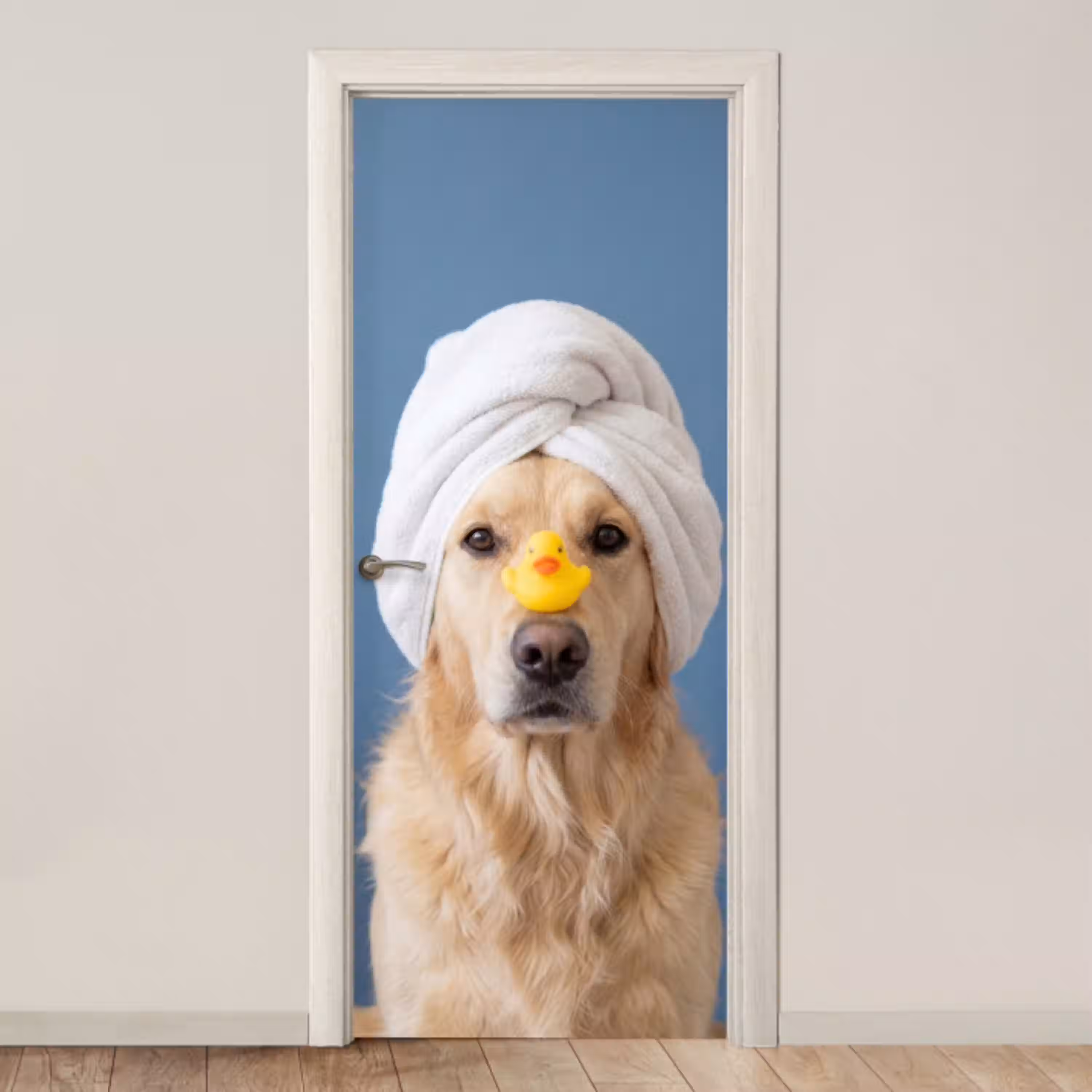 Hond - Badeend - Geel deurposter klein -3d_beige