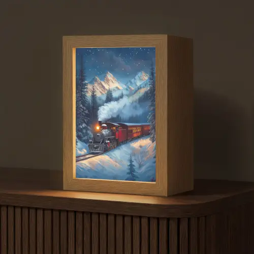 Trein - Kerst - Sneeuw - Kersttrein Light Box met kabel (Tafellamp) klein -z3d_website