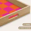 Schaakbord print - Oranje - Roze - Blokjes Dienblad Rechthoek middel -USP_HandgreepEN