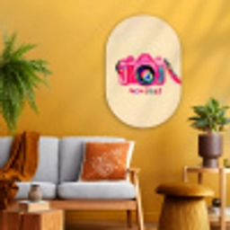 Camera - Memories - Roze - Geschilderd Wandcirkel Ovaal Glas middel -sfeer4