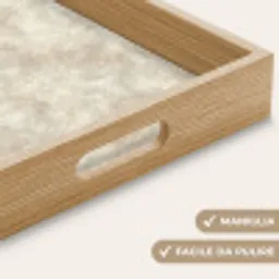 Beige - Reliëfstructuur - Natuursteen Dienblad Rechthoek middel 911 -USP_HandgreepIT
