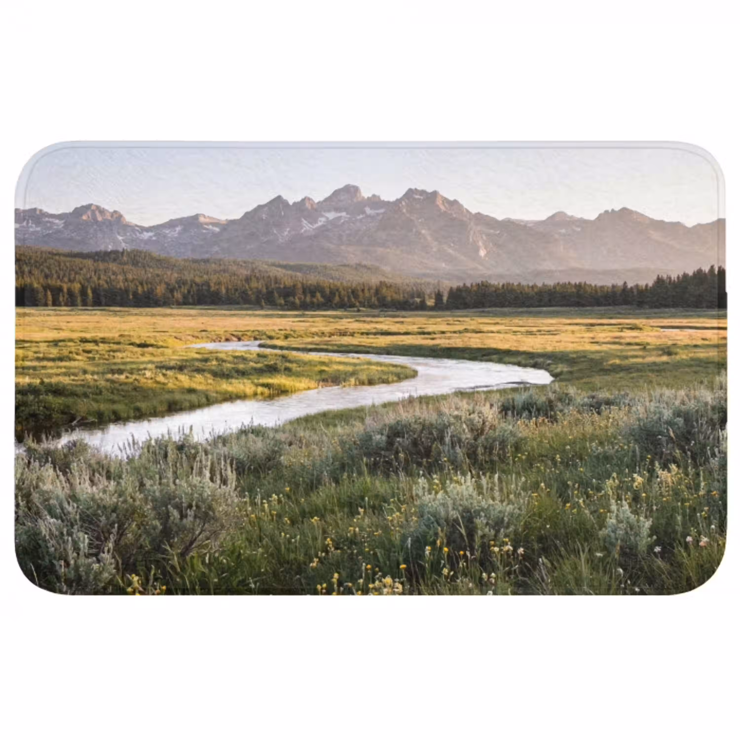 Berglandschap - Rivier - Bos Badmat middel -3d