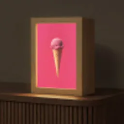 Schepijs - Roze - Hoorntje Light Box met kabel (Tafellamp) klein -z3d_website