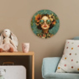 Vrouw - Bloemen - Vlinders - Natuur - Vintage Wandcirkel kunststof plaat 5mm dik klein -tsfeer1_kind