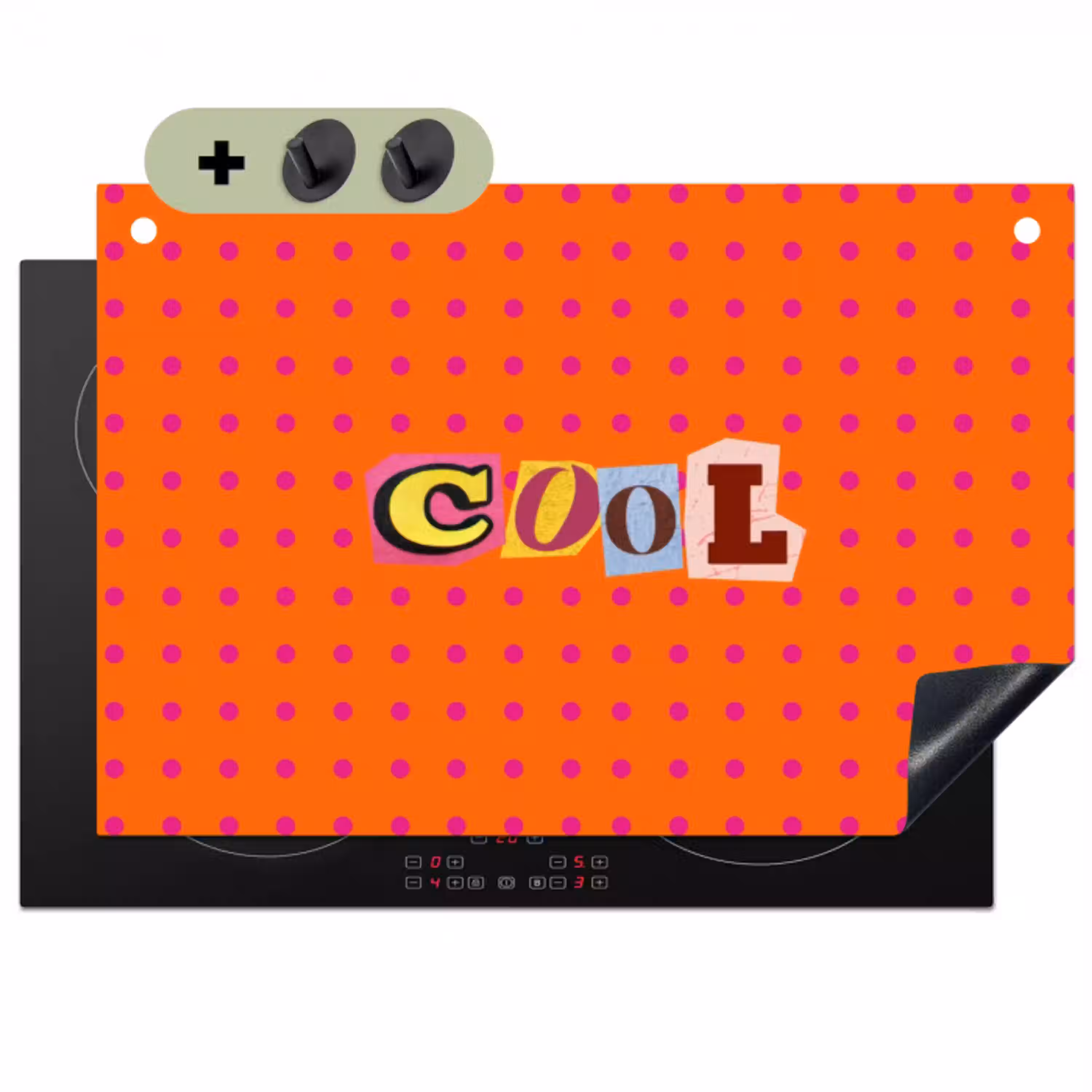 Cool - Stippen - Oranje Inductie beschemer met haakjes klein -3d