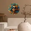 Vrouw - Bloemen - Oranje - Blauw - Modern Wandcirkel behangsticker klein -sfeer1