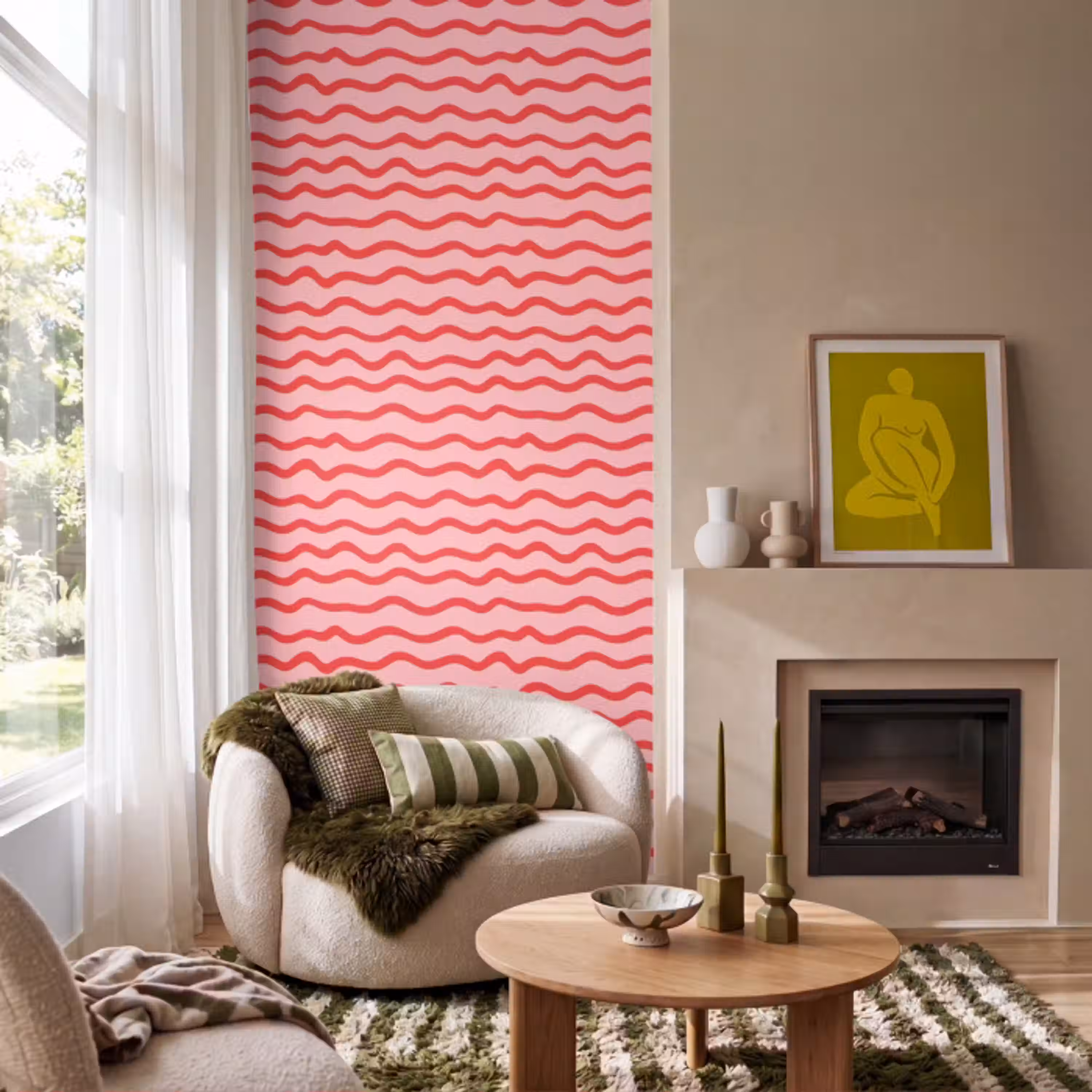 Speels - Patroon - Rood Behang Vlies klein 1076 -sfeer2