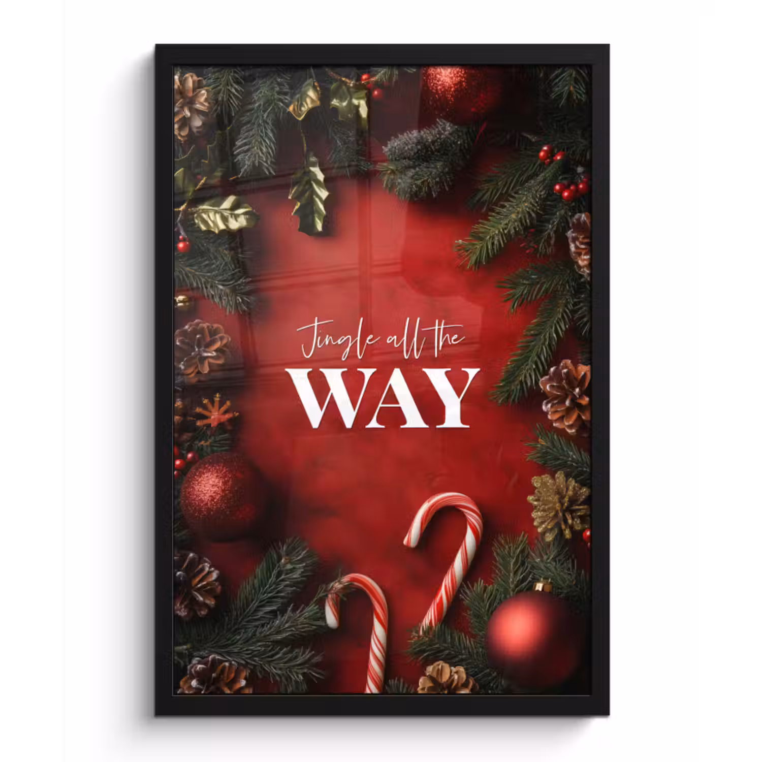 Poster met lijst - Kerst - Quote - Rood - Kerstballen