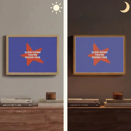 Slow down you're doing fine - Ster - Blauw Light Box met batterij (Wandlamp) middel -sfeer3