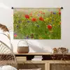 Lente - Bloemen - Rood - Klaproos - Gras - Groen Wandkleed katoen middel -sfeer5