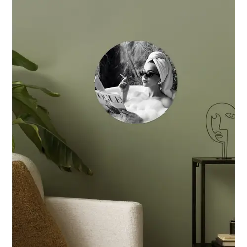 Relaxt - Bad - Zwart - Wit Wandcirkel behangsticker klein -sfeer2