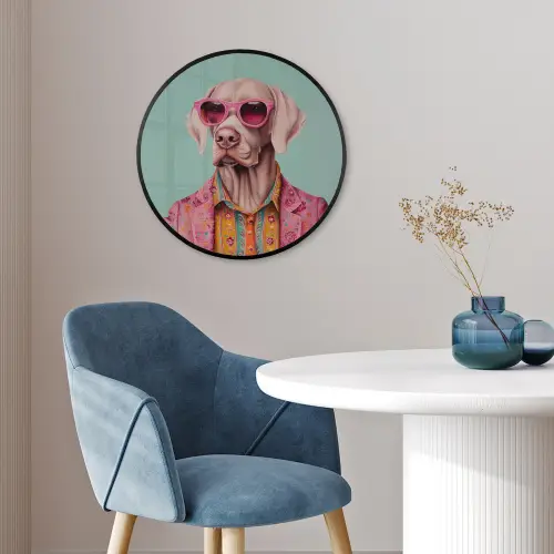 Hond - Overhemd - Bloemen - Bril Fotolijst rond zonder passe partout klein -sfeer2