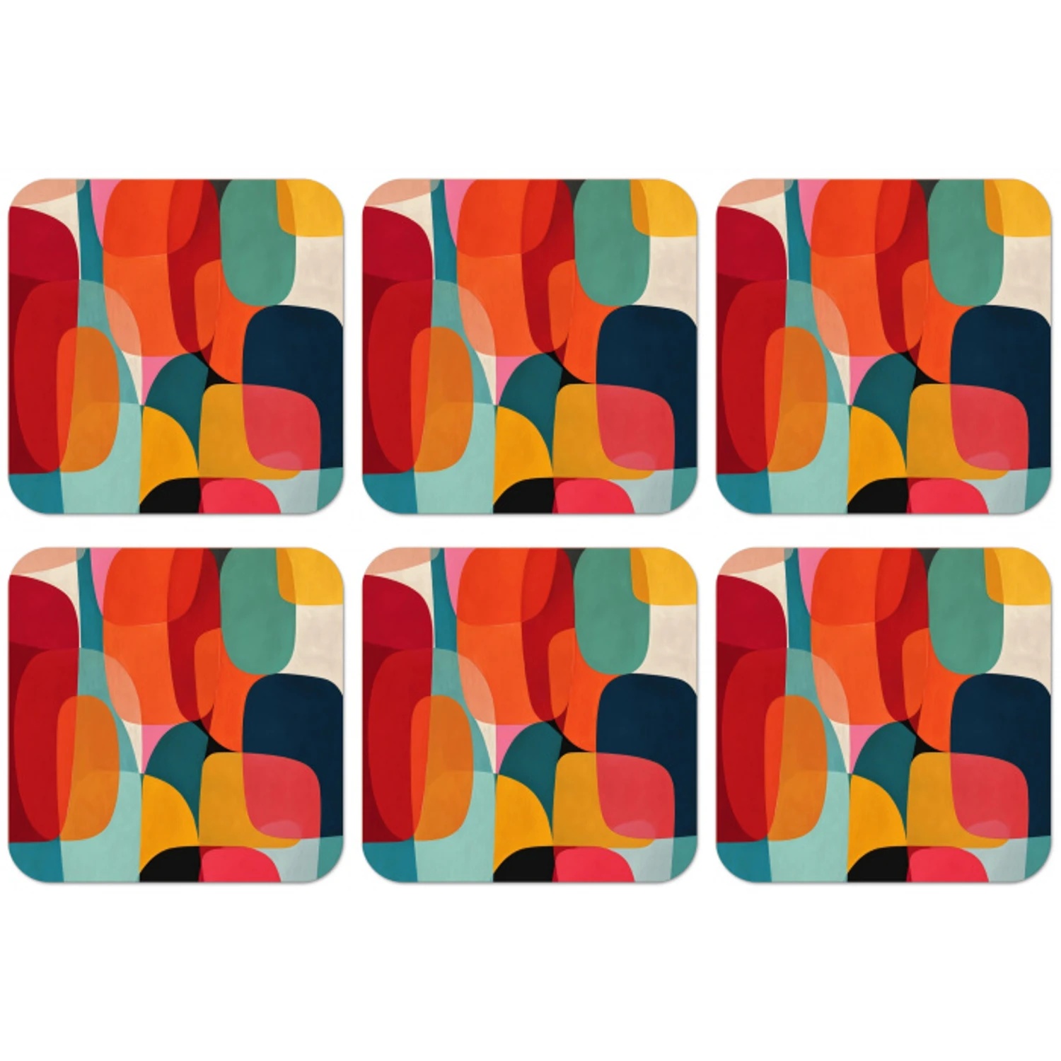 Vormen - Kleurrijk - Abstract - Vlakken onderzetter kurk middel -zkaufland3dotto