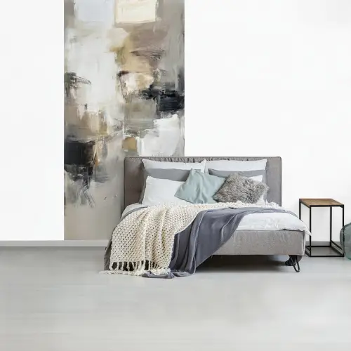 Kleurenpalet - Penseelstreken - Beige - Nevelig fotobehang vinyl groot -slaapkamer