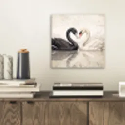 Zwanen - Hartvorm - Dieren aluminium wit klein -sfeer1