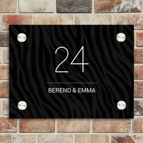 Zwart zebraprint - Klassiek Naambord Rechthoek middel -sfeer3
