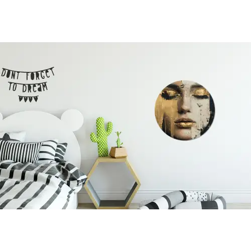 Abstract - Goud - Gezicht - Lippen Wandcirkel aluminium klein -kinderkamer