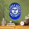 Zon - Gezicht - Penseelstructuur - Blauw Wandcirkel Ovaal Forex klein -sfeer2