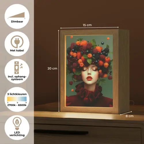 Vrouw - Aardbeien - Frambozen - Bramen - Bessen Light Box met kabel (Tafellamp) klein -USP_NL