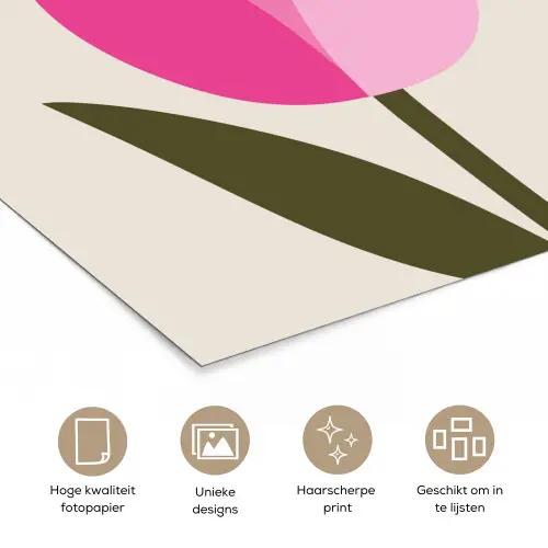 Tulp - Roze - Valentijn - Bloem poster papier klein -closeup_NL