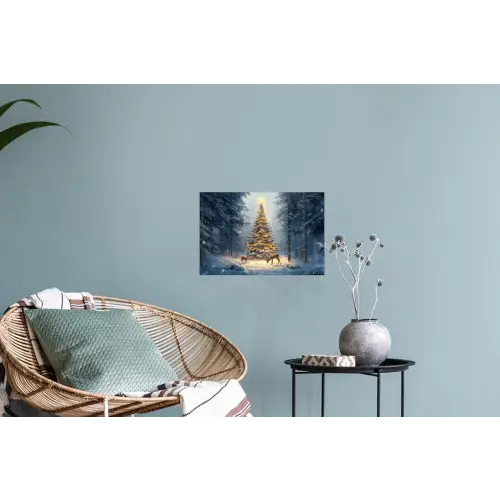 Kerstlicht - Woud - Hert - Donker Muursticker klein -plant