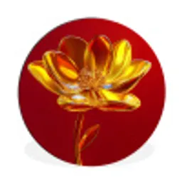 Bloem - Goud - Glazen Wandcirkel aluminium klein -3d
