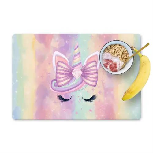 Eenhoorn - Glitters - Regenboog - Pastel Placemat vinyl groot -zzzproduct_Kitchenyeah-website