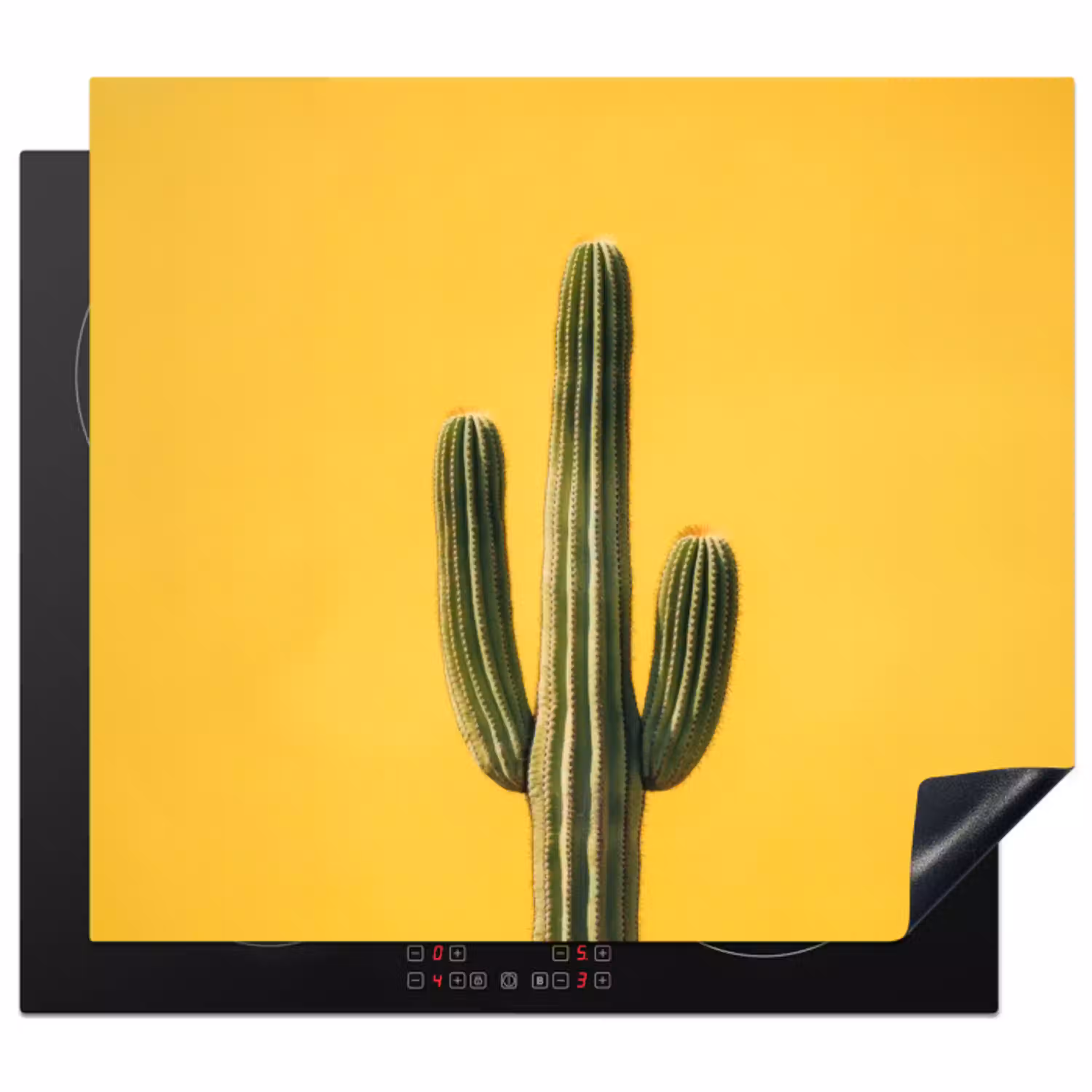 Cactus - Groen - Minimalistisch Inductie beschermer vinyl 3mm middel -3d
