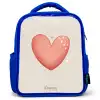 Rood hart op een beige achtergrond Kinderrugzak - Blauw middel -3d