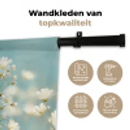 Stengels - Bloemen - Lucht - Wit Wandkleed katoen klein -sfeer2