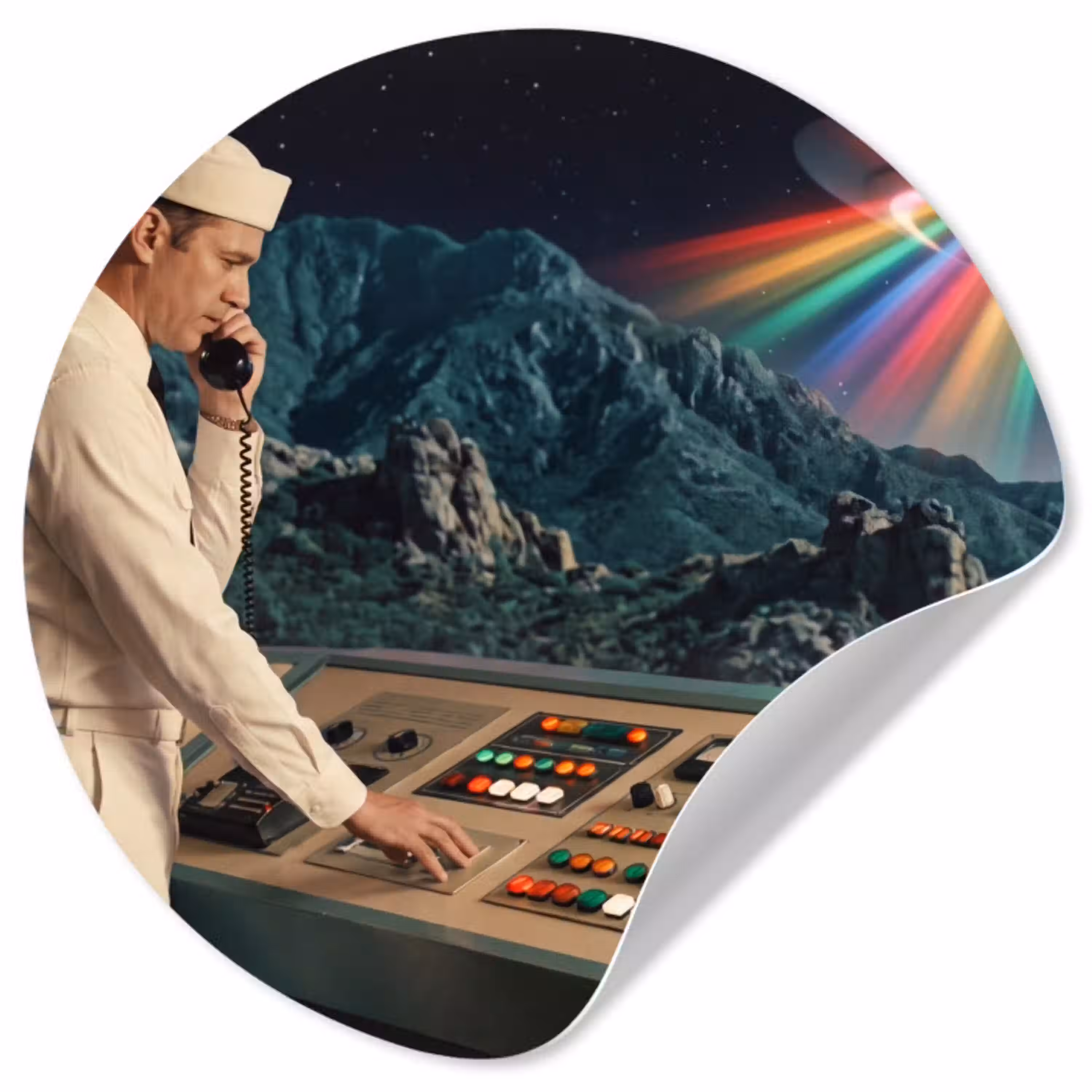 Man - Controlekamer - Strand Wandcirkel behangsticker klein -3d